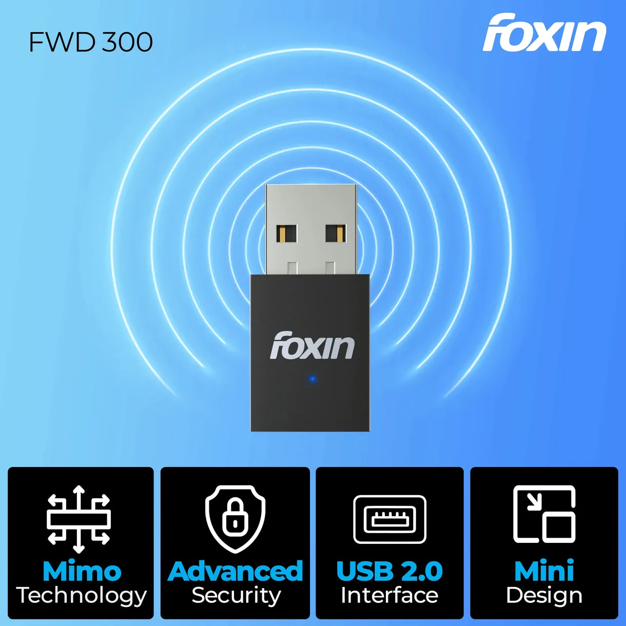 Foxin USB WiFi Adapter 300Mbps (FWD 300) view 4